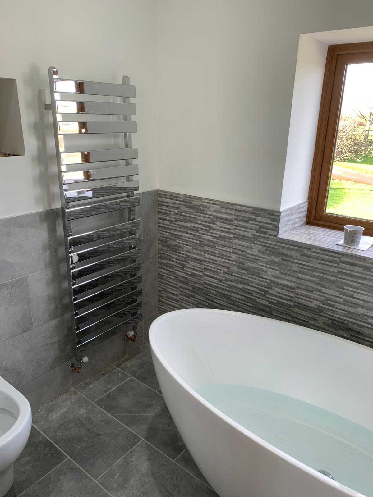 Completed new bathroom in slate grey.