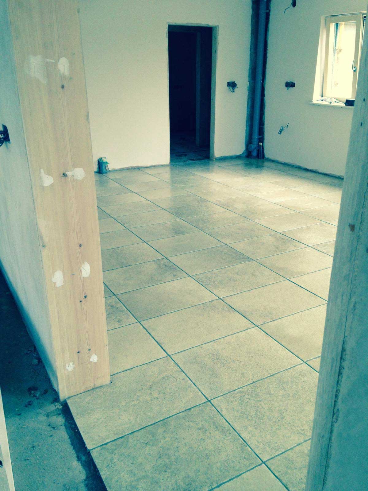 Tiled square flooring completed.